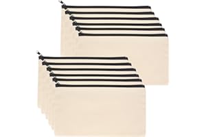 ZHENGYYUU 12 Stück DIY Blanko Stoffbeutel, Reise Kulturbeutel, Kosmetiktaschen mit Reißverschluss, Makeup Tasche, Brautjungfern Geschenk Mäppchen, Federmäppchen Klein für Reisen - 21 x 12 cm