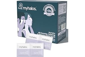 MyHalos® 48 Hydrating Eye Wipes for Dry Eyes & Computer Vision Syndrome - Soothing Tea Tree Eyelid For Blepharitis - Dry Wipes For Blepharitis - Gentle Formula