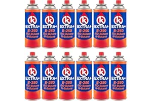 KROWN - Pack de Cartuchos K-250 de Gas Butano 227g para Hornillos Quemadores, Cartucho de Gas para Camping K-250, Bombonas para Sopletes (12 Unidades)