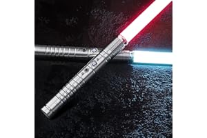 Lischwert 2Pack LightSaber,Connectable 2-in-1 Dueling Metal Light Sabers Changeable 7 RGB Color 3 Modle Voices,Smooth Swing & Fight Sound Effects, Gift Party Favors&Kids Fancy Dress（Sliver）