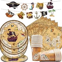 Nappe Fête Pirate Abeillo - 130x220 Cm - Motif Carte Au Trésor - Imperméable - Pour Anniversaire Enfant