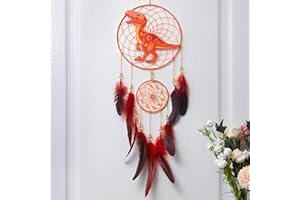 MHJY Traumfänger Kinder, Dinosaurier Dreamcatcher mit Feder Gross Handgefertigte Traumfänger für Jungen Mädchen Teenager Deko Zimmer Schlafzimmer Kinderzimmer Dekoration