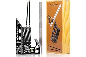 VAMUA SET Squadra Da Falegname 30mm Precisione + Squadra Combinata (kit da 4) Alluminio 45° 90° + Matite Squadrette Metallo Taglio Legno Acciaio Tridimensionale Regolabile Carpentiere