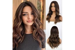 Ombre Brown Wig Shoulder Length Wigs Long Wavy Curly Synthetic Wigs Natural Looking Middle Part Wig BLONDE UNICORN Wig for Women……