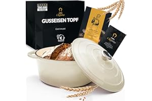 ‎CHEFARONE Chefarone Gusseisen Topf 26 cm 4,7 L emailliert - Schmortopf mit Deckel Induktion - Gusseisen Bräter Topf Brot backen - Cocotte emaille - Bratentopf - Brotbacktopf