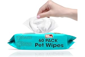 Pet Touch 6 X 60 Pack All Purpose PET WIPES for daily Cleaning of your Dogs and Cats Deodorizing ALCOHOL FREE and WET Moist Dog Paw Cleaner & Dog Ear Cleaner Wipes (6 Pack (360 Wipes))