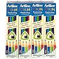 Artline Osum Extra Dark&Smooth Handwriting Pencil|Triangular Shape|Lightweight With Comfortable Grip|Free Eraser&Sharpener Inside|Set Of 10 X Pack Of 5,Black
