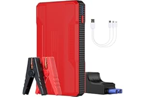 Horsdo UltraSafe Tragbarer Starthilfe Powerbank, 1200A Spitzenstrom (bis zu 3,0L Benzin / 2,0L Diesel-Motoren), Auto Starthilfe Powerbank für 12V-Fahrzeuge mit USB Schnellladung und LED-Taschenlampe