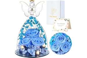 FRFG Ewige Rose Engel Geschenke für Frauen, Engel Figur Geschenke für Mama, Muttertagsgeschenk, Muttertagsgeschenke für Mama, Geburtstagsgeschenk für Frauen Mutter Oma Geschenk (Himmelblau)