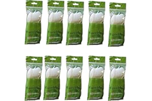 VIDOELETTRONICA Lot de 120 cuillères biodégradables et compostables blanches, couverts en fibre de sucre, 10 boîtes de 12 assiettes bio écologiques (120 cuillères)