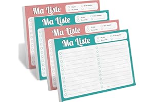 WHINAT BLOC NOTE & TO DO LIST MA LISTE - Votre memo/carnet/organiseur/planificateur/Planner - Feuille détachable -A emporter partout pour ne plus rien oublier au quotidien (Packx4- Emeraude/Rose)