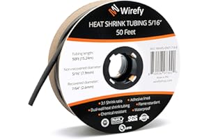 Wirefy Gaine Thermorétractable Etanche 7,9 mm - 3:1 Tube Thermoretractable à Double Paroi - Revêtement Adhésif - Gaine Thermo - Noire - Rouleau de 15 m