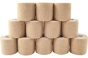 COMOmed - Vendaje médico microporoso y cohesivo, venda de crepé autoadhesiva, vendaje envolvente veterinario para caballos, caucho natural, 5 cm x 4,5 m, mujer, Skin, 12 rolls