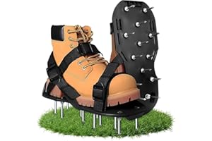 HTRTRR Chaussures d'aération de pelouse, aérateurs de jardin, chaussures d'aération de pelouse, aérateurs manuels avec pointes avec sangles réglables pour une utilisation efficace pour une ventilation