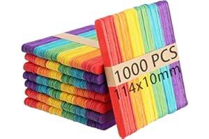 MOUYAT 1000 PCS Coloured Lollipop Sticks, 4.5 Inch Lolly Pop Stick, Natural Wood Craft Lolly Pops Stick for Arts Crafts, Model Making, Decoration, 6 Colors
