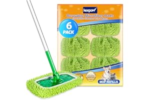 KEEPOW Wiederverwendbare Bodentücher für Swiffer Bodenwischer, Absorbierende Mikrofaser für Swiffer Feuchte Bodentücher, Waschbar & Fusselfrei, für die Reinigung von Hartböden/Holzböden, 6 Stück