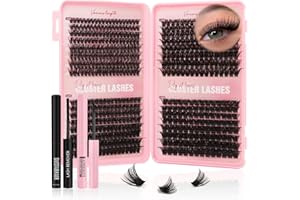 Sixstarhair Wimpern Extensions Set 544 Stück Cluster Lashes with Wimpernkleber and Remover 10-16mm 60D 100D 120D 150D DIY Volume D Curl Lash Extension Set