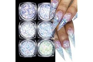 GZSYY Nagel Glitzer Pailletten Splarkly Laser Nagel Pailletten 6PCS Glitzer Nägel Pulver Set Holographic Powder Nagel