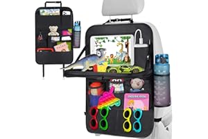 LUUGUYI Organizer Sedile Auto, 3 in 1 Proteggi Sedile Auto Bambini Posteriore, Impermeabile Organizer Sedile Posteriore Auto con Vassoio Pieghevole