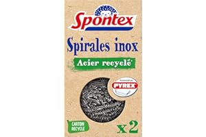 SPONTEX - Spirale Inox Acier Recyclé - 2 spirales inox désincrustantes - Acier recyclé* inoxydable