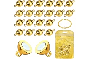 MOAMUN 20 Piezas Cierres para Pulseras Magnético, 6MM Ronda Cierres Collares, Bola Magnética Cierre Pulsera para Collares Pulsera Tobillera de Joyería de Bricolaje Artesanía (Oro 6mm)