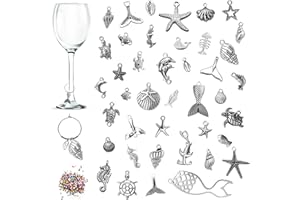 CNYMANY 52/40 pezzi Segnabicchieri Charms per Bicchiere di Vino, Calice Marcatori di Bevande Tag con Fibbia per Cocktail Champagne Festa Di Degustazione Favori Forniture Decorative Regali