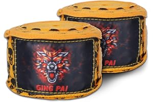 GINGPAI BOXING GINGPAI Guantes de boxeo para mano de boxeo, 1 par, vendas de boxeo para hombres y mujeres, envolturas de 3 m y 5 m para envolturas de boxeo, vendas acolchadas elásticas debajo de la mita, para MMA, Muay Thai, entrenamiento de kickboxing