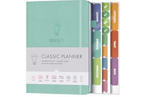 Daily Planner & appointment diary - Gratitude journal, wellness journal & Undated weekly planners and organisers - Desk journals for women & men - LUX Productivity Classic (DUCK EGG BLUE)