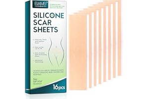 FVVSIEDK Silicone Scar Sheets,Reusable Medical Grade Thinken Scar Sheet for C-Section, Tummy Tuck, Keloid, Surgical Scars, Post Surgery Supplies (16pcs-5.9"x1.6"Each Silicone Scar Sheet)