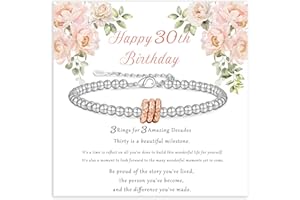 GEMAURA 16th 18th 21st 30th 40th 50th 60th 70th 80th Birthday Gifts for Women, Adjustable Silver Bracelet for Women Sterling Silver Bracelet Birthday Gifts with Cards for Mum Daughter Sister Grandma