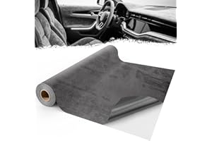 Mbsomnus Microfibre Tissu Adhesif Voiture pour Cockpit 200x40 cm Tissu en Daim Autocollant Gris clair Revêtement de Toit Auto-Adhésif pour DIY Tableau de Bord Intérieur de Voiture Meubles Bijoux