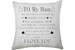 HASODEO To My Man Gift My Man Cushion Cover 45 x 45 Gifts for Boyfriend Husband Fiancé Valentines Day Anniversary Christmas Birthday Gift Throw Pillow Cases Cushion Cover for Soft Home Decor (Man)