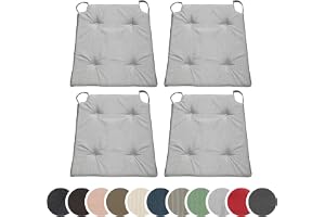 sleepling 196502 set om 4 stolskuddar | sittdyna för inomhus och utomhus | med kardborreband | 100 % mikrofiber | Tillverkad i EU