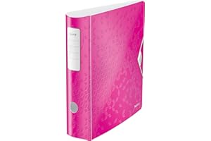 ‎LEITZ Leitz Qualitäts-Ordner 180° Active WOW, A4, Breit, Abgerundeter Rücken, 8,2 cm breit, Gummibandverschluss, Leichtes Polyfoam, Plastik-Ordner, WOW Serie, Pink, 11060023