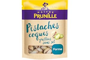 MAÎTRE PRUNILLE - Pistaches Grillées Non Salées Avec Coque - Fruits Secs Forme - Riche En Fibres Et En Magnésium - Sachet 160 g