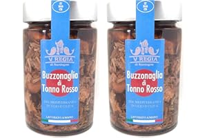 Buzzonaglia de Thon rouge de Méditerranée à l'huile d'olive IV Regia di Sardegna - 2 paquets de 185g - Fait à la main en Sardaigne, Italie - Buzzonaglia est le plus savoureux viande de thon