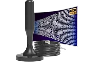 DTB TECH Antenne TV Intérieur Puissante TNT HD, 2024 Haut Puissante Antenne TV Intérieur avec Base magnétique - 420KM Réception Longue Distance 360°, Compatible avec TV Portable 4K 1080P et Tous Les TV