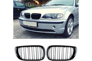 EXNEMEL Griglia Anteriore Doppia per Auto, Colore Nero Lucido, Adatto per Serie 3 E46 2001-2005, Anteriore Rene Singolo Slat Grille o Doppia Slat Grille (Doppia Slat)