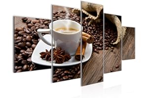 Runa Art Cuadros Café Cocina 5 Piezas Lienzo no Tejido Decoracion Sala Café Marrón 501852a