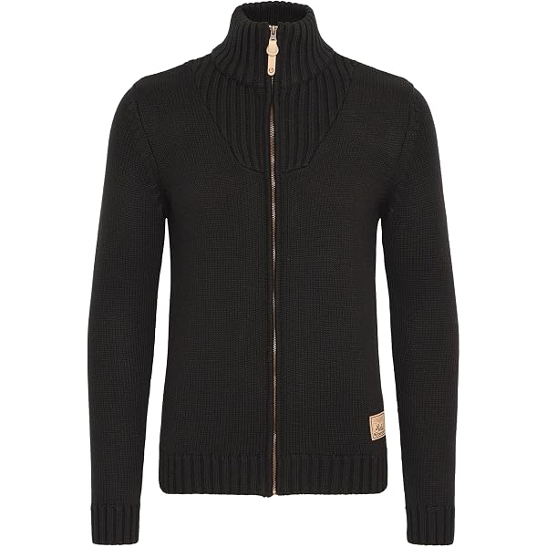 Cardigan Homme Solid SDXenos - 100% Coton, Maille épaisse - Col Montant Et Fermeture éclair - Coupe Regular