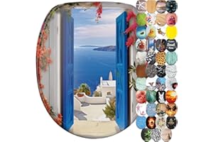 Sanilo Abattant WC frein de chute, Grande sélection de lunettes de toilette avec abaissement automatique, Fixation facile (Greece)