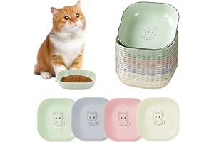 SHENGRUILI 10 Stück Katzennapf,Katzenschüssel,Katzennapf Flach,Fressnapf Katze Futternapf,Runden Katzenteller,Fressnapf Katze,Bunt Katzenfutter Napfset,Cat Plate für Kätzchen und kurzbeinige Katzen