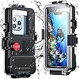 MAKINGTEC Diving Phone Case Only for iPhone Series, Snorkeling Underwater Case 98FT/30M Photo Video,Waterproof Housing for iPhone 14/Pro/Pro Max/13/12/11 with Lanyard Black