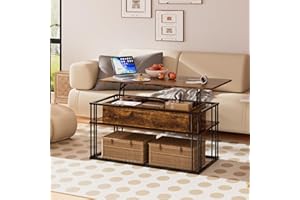 PURFINO Tavolino da Salotto con Piano Sollevabile – Tavolino da Caffè Moderni, Struttura Metallica Stabile & Contenitore Nascosto, Tavolino Centrale per Soggiorno, Piccoli Spazi, Home Office