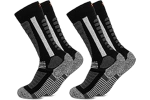 Occulto chaussette de ski pour enfants 2 Paires (modèle: Charlie), chaussettes thermiques pour garcon et fille d´hiver Rembourré et respirant