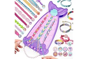 Euclidean Cube Bracelet Making Kit for Girls, 2 in 1 Fishtail Shape DIY Jewellery Making Kit, Arts and Crafts for Kids Age 6-12, Birthday Christmas Gifts for 6 7 8 9 10 11 12 Years Old Girls (Purple)