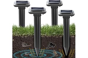 Solar Maulwurfschreck, Tefelan Maulwurf Vertreiber Ultraschall Marderschreck Mäusevertreiber Tiervertreiber für Vertreibung von Maulwürfen, Erdhörnchen, Wühlmäusen aus Gärten -Schwarz, 4 Stück