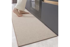 Color&Geometry Dywany kuchenne antypoślizgowe do mycia 43x120cm, 4mm cienkie tkane Kuchnia Runner Dywan, pochłaniające Łatwe do czyszczenia Maty podłogowe przed umywalką, korytarz, beżowy