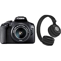 Canon EOS 1500D 24.1 Digital SLR Camera (Black) with EF S18-55 is II Lens, 16GB Card and Carry Case with Nu Republic Starboy X-Bass Wireless Headphone with mic (Black)