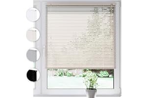 Persiana Veneciana de Aluminio SONELLO de Interior 150cm x 175cm Crema Persiana de Aluminio Klemmfix sin taladrar: protección Visual, antideslumbrante, contra la luz y Solar para Ventanas y Puertas